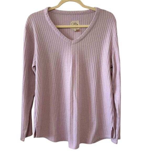 Chaser Lavender Waffle Knit Long Sleeve Top – Size Large - Picture 1 of 4